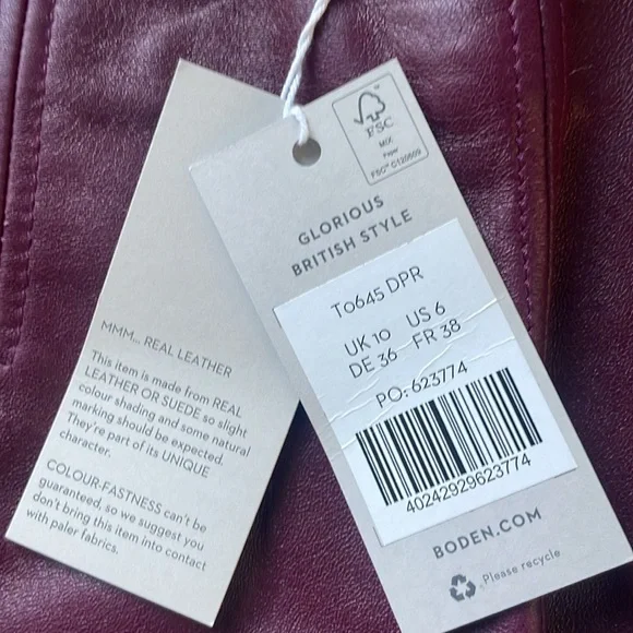 Boden leather skirt NWT Catroina leather 6 burgundy current catalog incredible!